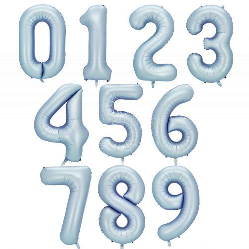 Jumbo Number Baby Blue Foil Balloon