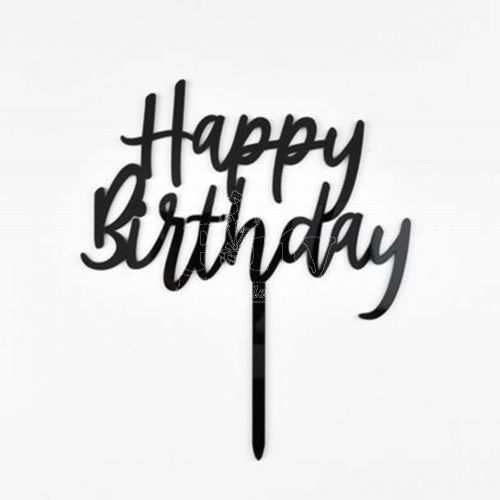 Happy Birthday Black Cake Topper
