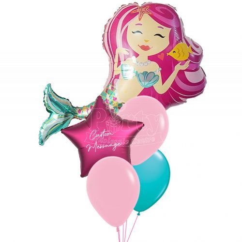 Pink Mermaid Personalised Balloon Bouquet