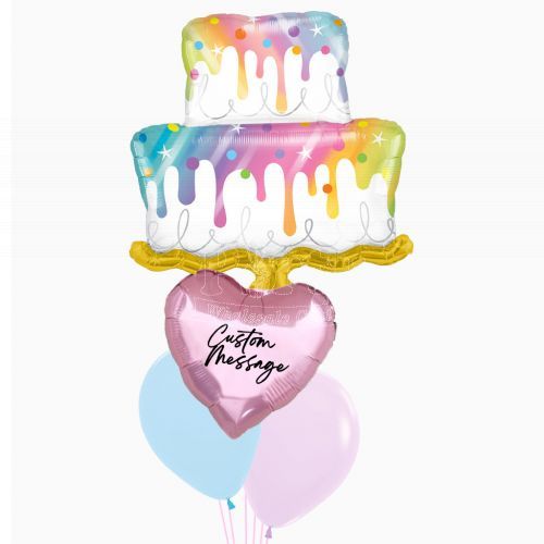 Personalized Rainbow Cake Balloon Bouquet