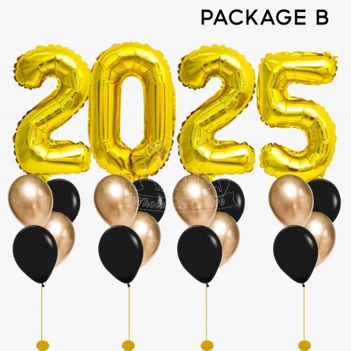 New Year Countdown 2025 Gold Balloons