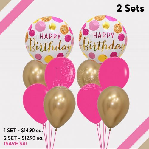 Happy Birthday Pink Confetti Helium Balloon