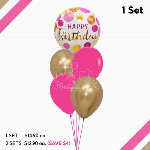 Happy Birthday Pink Confetti Helium Balloon Singapore