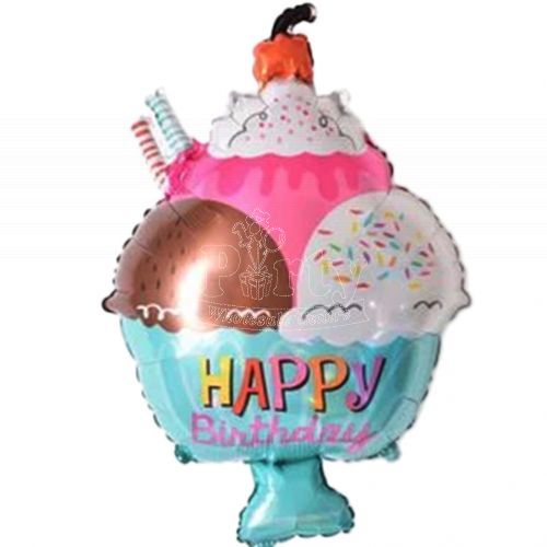 Happy Birthday Ice Cream Cup Balloon