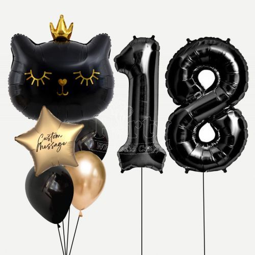 Midnight Kitty Cat Balloon Bouquet