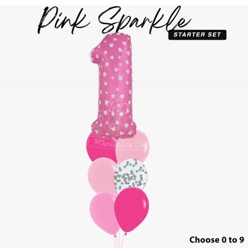 Pink Sparkle 1st Birthday Balloon Package