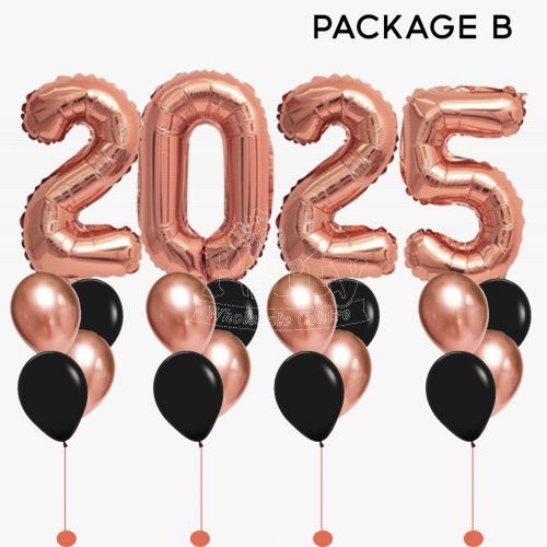 New Year Countdown 2025 Rose Gold Balloons