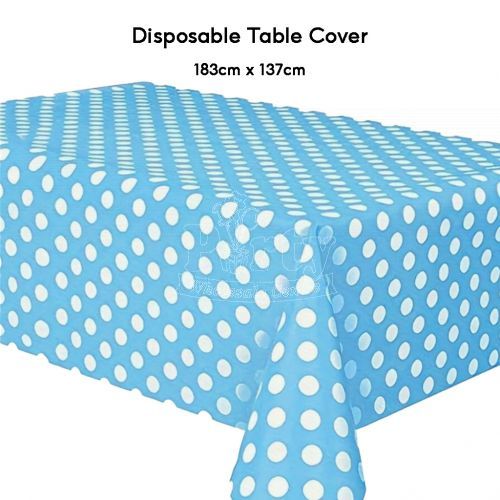 Blue Polka Dot Disposable Table Cover