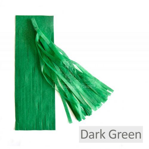 $1 Dark Green Tissue Tassel Party Supplies