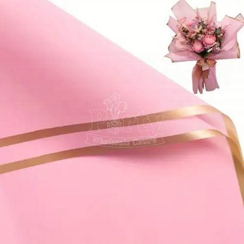 Bright Pink Gold Rim Flower Wrapper