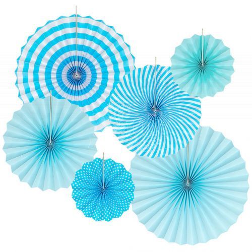 Blue Paper Fan Party Supplies