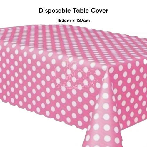 Pink Polka Dot Disposable Table Cover