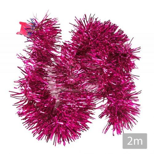 Christmas Pink Foil Tinsel Garland 2m