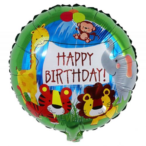 Safari Animal Happy Birthday Foil Balloon