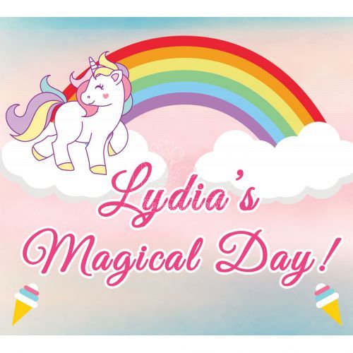 Unicorn Magical Pastel Rainbow Personalised Banner