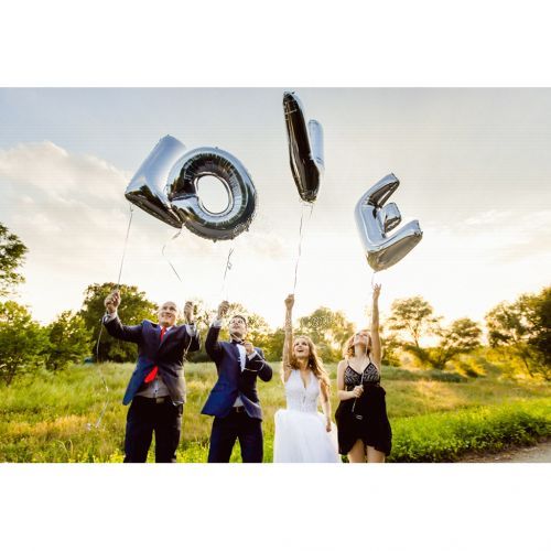 LOVE Silver Letter Balloons Photoshoot Inspiration