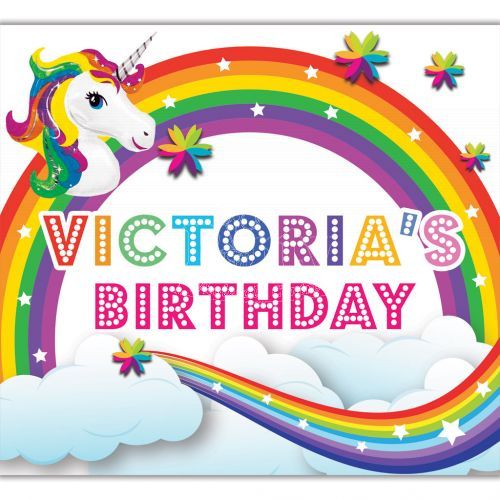 Unicorn Rainbow Birthday Personalised Banner