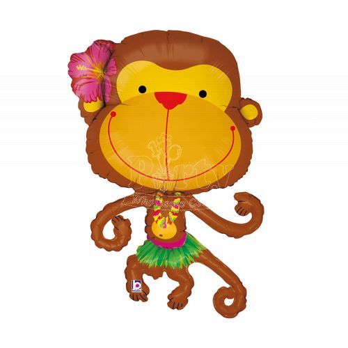 Monkey Girl Luau Aloha Foil Balloon 39In