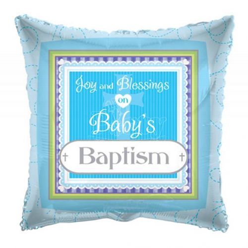 Baby's Baptism Blue Foil Balloon