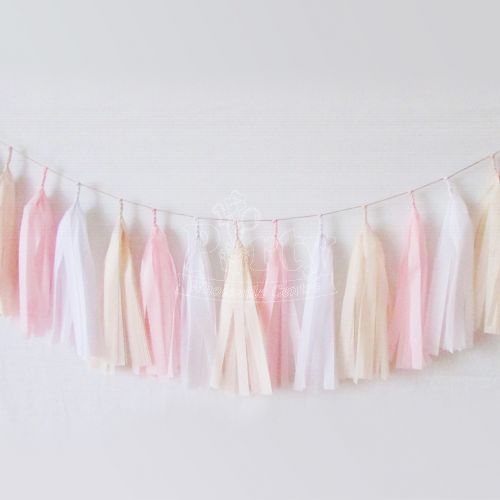 Baby Pink Paper Tassel Garland Decoration