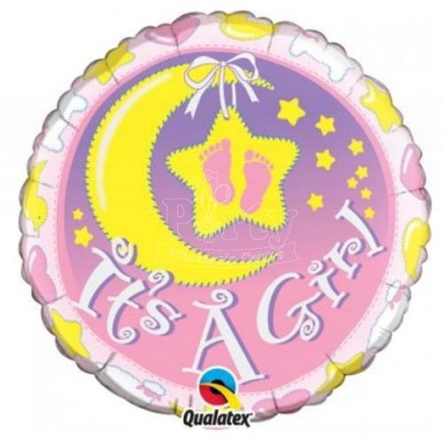 It's A Girl Moon and Stars Balloon