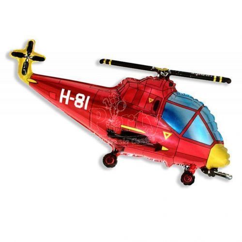 Helicopter Red Vehicle Foil Balloon