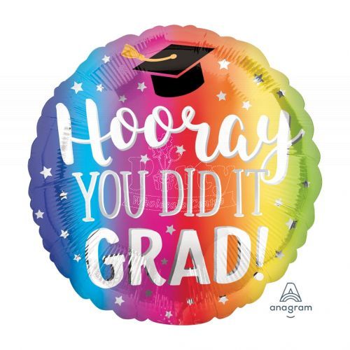 Grad Hooray You Did it Colourful Foil Balloon 18In