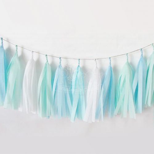 Minty Blue Paper Tassel Garland Decoration