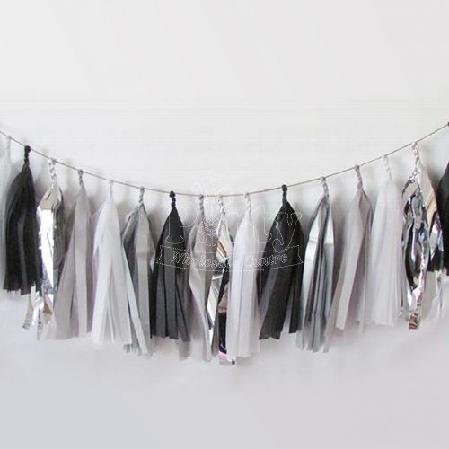 Monochrome Paper Tassel Garland Decoration