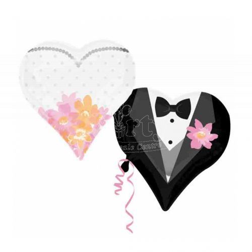 Wedding Couple Hearts Dress Tuxedo Foil Balloon