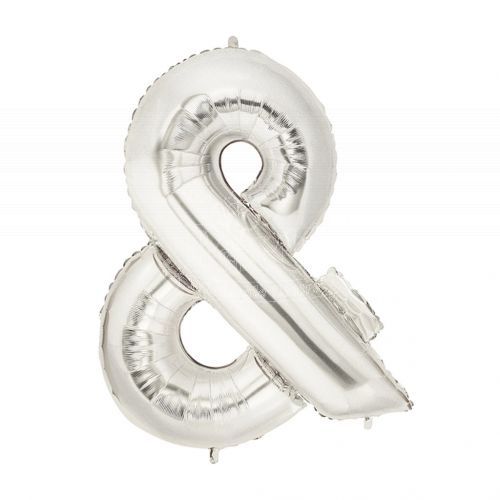 Ampersand Sign '&' Silver Foil Balloon