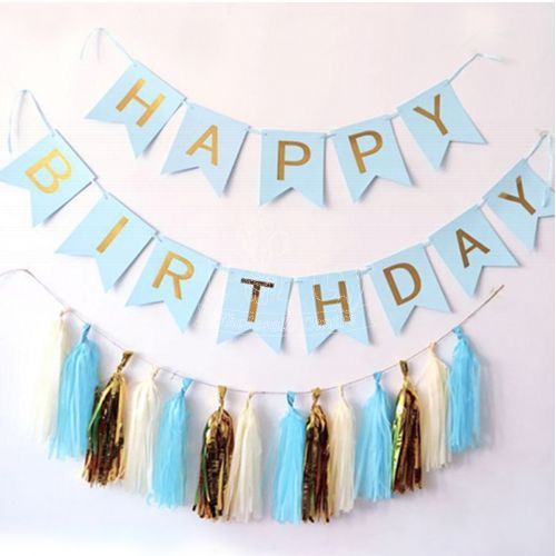 Blue Bunting Banner and Tassel Garland
