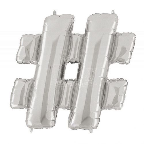Hashtag Sign '#' Silver Foil Balloon