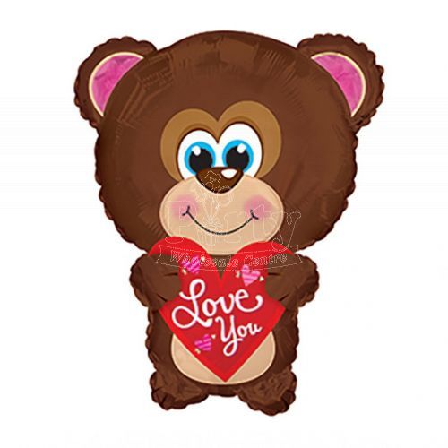 Love You Blue Eyes Bear Balloon