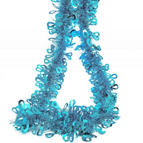Light Blue Tinsel Christmas Garland Decoration