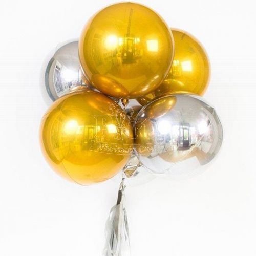 Gold Silver Orbz Balloon Bouquet