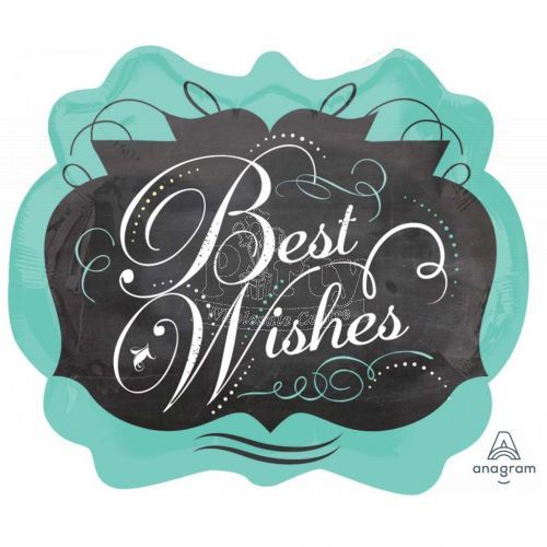 Wedding Best Wishes Teal Foil Balloon 30inch