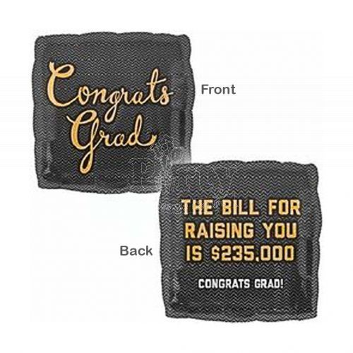 Congrats Grad Humor Black Graduation Foil Balloon
