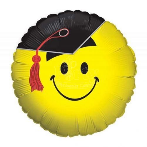 Yellow Smiley Face Happy Graduation Foil Balloon