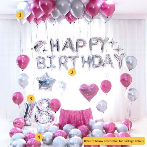 Pink Happy Birthday Party Supplies Balloon Set