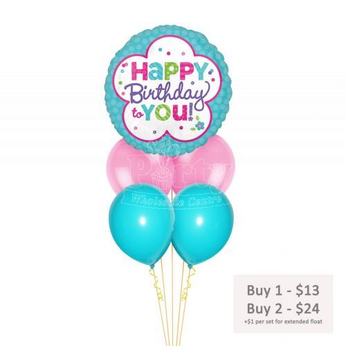 Garden Teal Flower  Birthday Helium Balloon Party Wholesale Singapore
